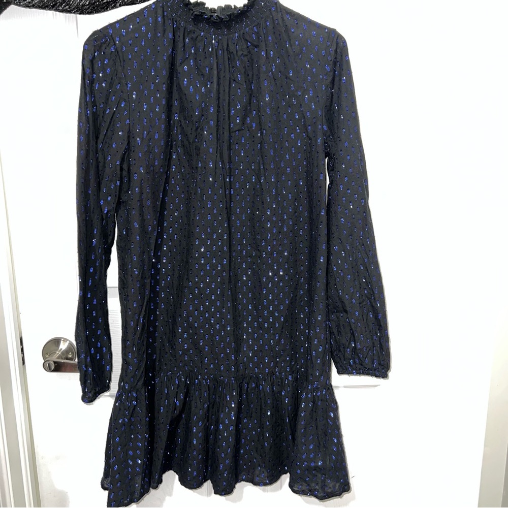 Navy Dress with Blue shimmering Polka Dots